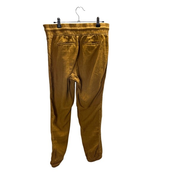 Athleta Pants Women's Size 2 Yellow Cabo 100% Linen Jogger Zipper Pockets - Picture 2 of 7